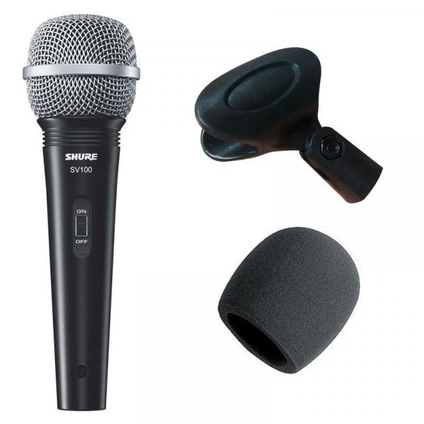 Kit Microfone Shure Sv 100 + Cachimbo + Espuma
