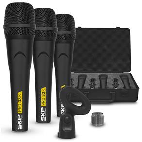 Kit Microfone Skp Pro 33k Dinâmico com 3 Peças