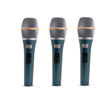 Kit Microfone Vocal C/ Fio Kadosh K98 Unidirecional (3 Peças)