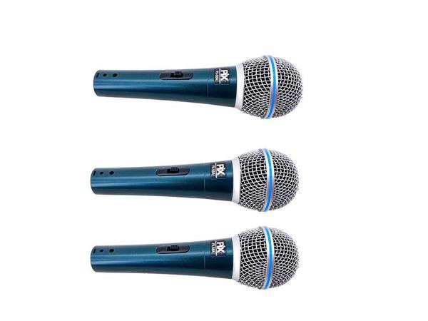 Kit 3 Microfones Dinâmicos Unidirecional com Fio - Px-58a - Pix