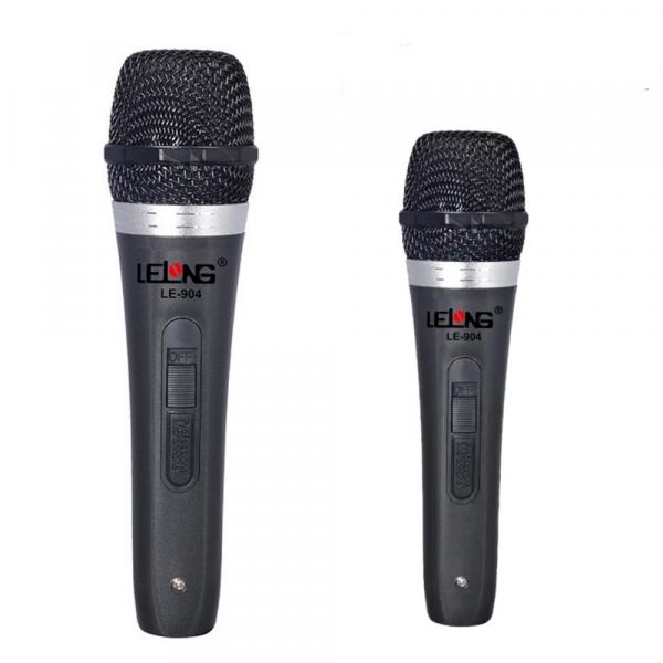 KIT 2 Microfones Duplo Profissional Dinamico com Fio + 2 Cabos 5 Metros - Lelong/tomate