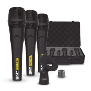 Kit 3 Microfones Skp com Case e Cachimbo Pro-33K Cápsula Alemã