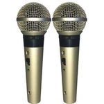 Kit 2 Microfones Sm58 P4 Champanhe Cardioide Com Fio