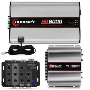 Kit Módulo Taramps TS400X4 400W 2 Ohms + HD8000 8000W 1 Ohm + Crossover Taramps CRX4 4 Vias
