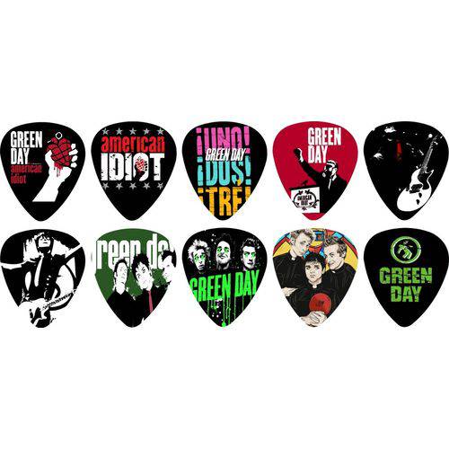 Kit Palhetas Personalizadas Banda Green Day com 10 Modelos