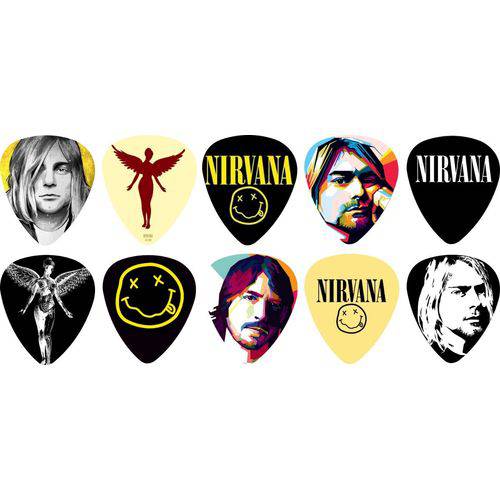 Kit Palhetas Personalizadas Banda Nirvana com 10 Modelos