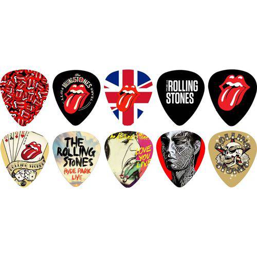 Kit Palhetas Personalizadas Banda The Rolling Stones com 10 Modelos