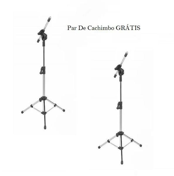 Kit Par de Pedestal Mini Girafa Cromado para Microfone Visão - Basso