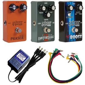 Kit Pedais Axcess Giannini com Hoot Boost + Distortion2 + Phaser + Fonte + Cabos