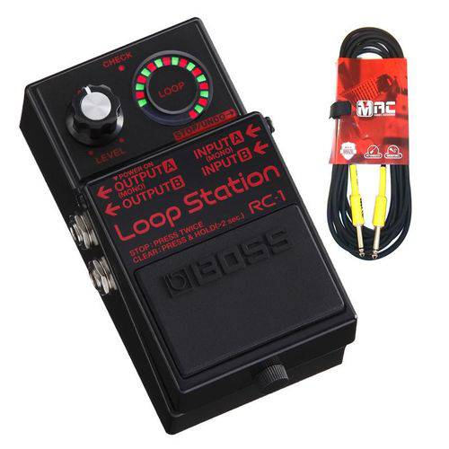 KIT Pedal BOSS Loop Station Limited Edition Black RC-1-BK + Cabo