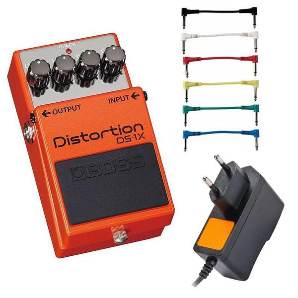 Kit Pedal de Distorção para Guitarra DS-1X Boss com Fonte e Cabo para Pedal - Boss