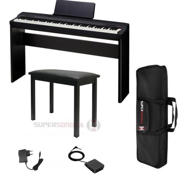 Kit Piano CASIO Privia PX-160BK 88 Teclas + Estante CS-67BK + Banqueta BP-20C + Bag + Pedal + Fonte