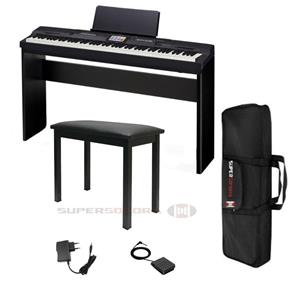 Kit Piano Digital CASIO Priva PX360M Preto 88 Teclas -Tela Touch Colorida + Estante + Banqueta + Bag + Pedal + Adaptador CA + Suporte para Partitura