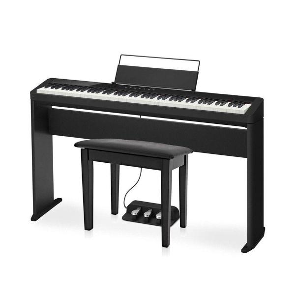 Kit Piano Digital CASIO Privia PX S1000 Preto Bluetooth + Estante CS 68 + Banqueta + Pedal Triplo