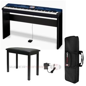 Kit Piano Digital CASIO Privia PX560M Azul Tela Touch + Estante + Banqueta + Bag + Pedal +Fonte + Suporte Partitura + Tampa Protetora
