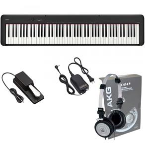 Kit Piano Digital Casio Stage CDP-S100 Preto com Fonte e Pedal Sustain + Fone - Bi-Volt