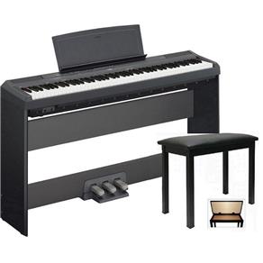 Kit Piano Digital P115 + Estante L85 + Pedal Triplo Lp-5A + Banqueta com Compartimento BP-20C - YAMAHA