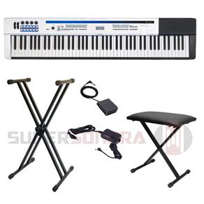 Kit Piano Digital PX 5S Branco 88 Teclas - MIDI/USB + Suporte em X + Banqueta em X + Fonte + Pedal SP3