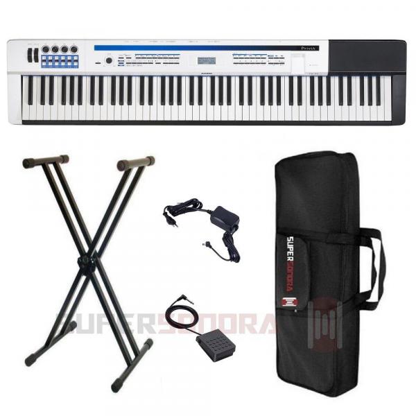 Kit Piano Digital PX 5S Branco 88 Teclas - MIDI/USB + Suporte em X + Capa + Fonte + Pedal SP3 - Casio