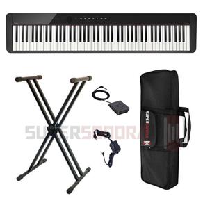 Kit Piano Digital PX S1000 BK Preto 88 Teclas - Bluetooth - Botões de LED + Suporte X + Capa + Pedal + Fonte + Suporte Partitura