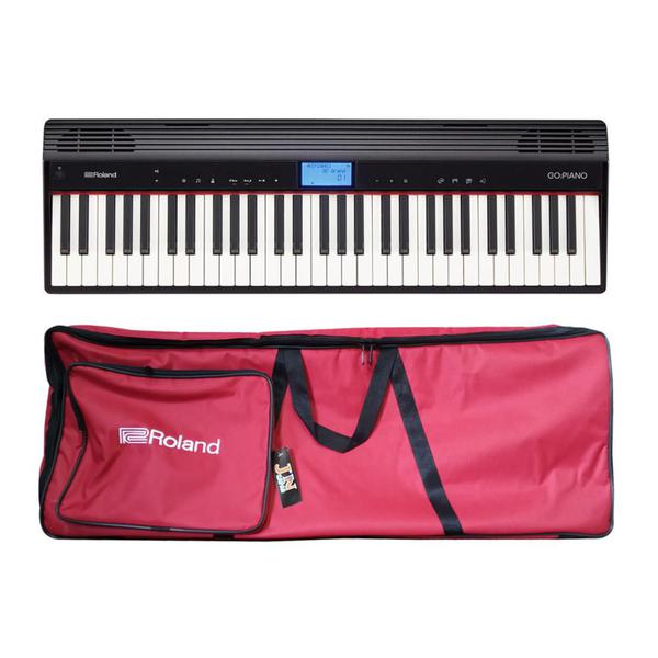 Kit Piano Digital Roland GO-61P Go Piano 61 Teclas com Capa Adaptador e Porta Partituras