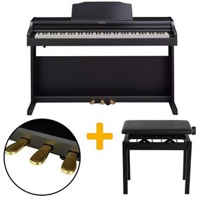 Kit Piano Digital Roland RP501R + Estante + Pedal Triplo + Banco + Fonte de Energia