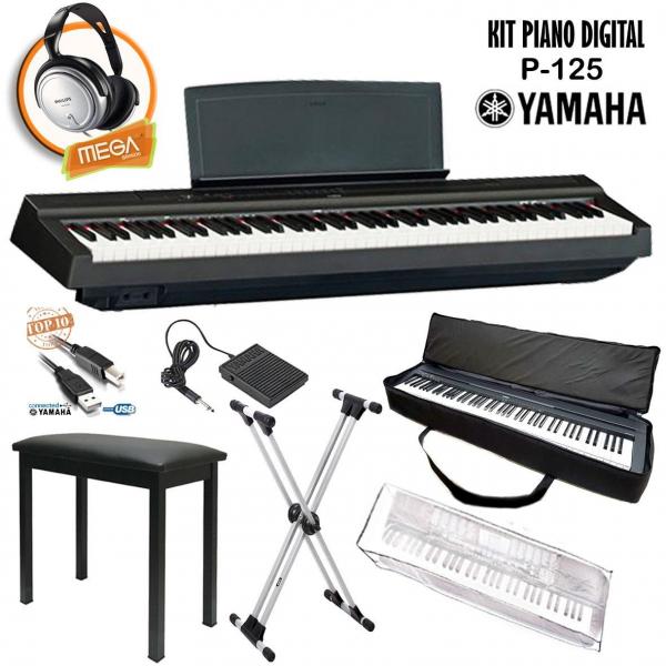 Kit Piano Digital Yamaha P125 Font +pedal+USB+bag+capa+banco