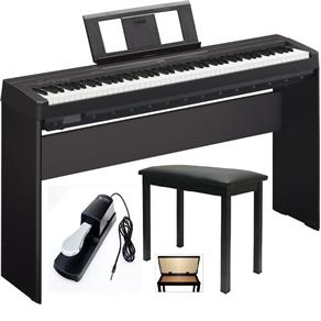 Kit Piano P45b + Fonte + Estante L85 + Banqueta + Pedal - Yamaha