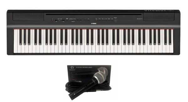 Kit Piano Yamaha P121B + Microfone Regent SM58 Pro