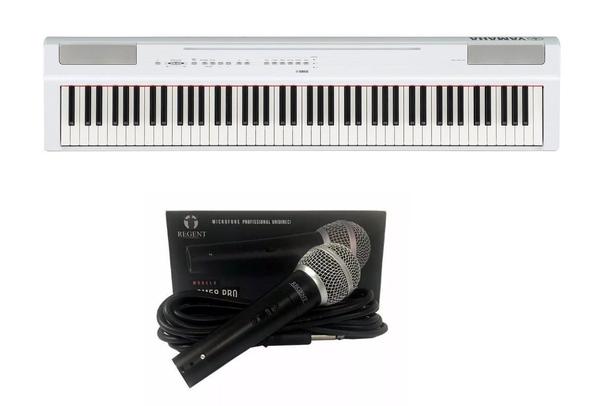 Kit Piano Yamaha P125 WH Branco + Microfone Regent SM58 Pro