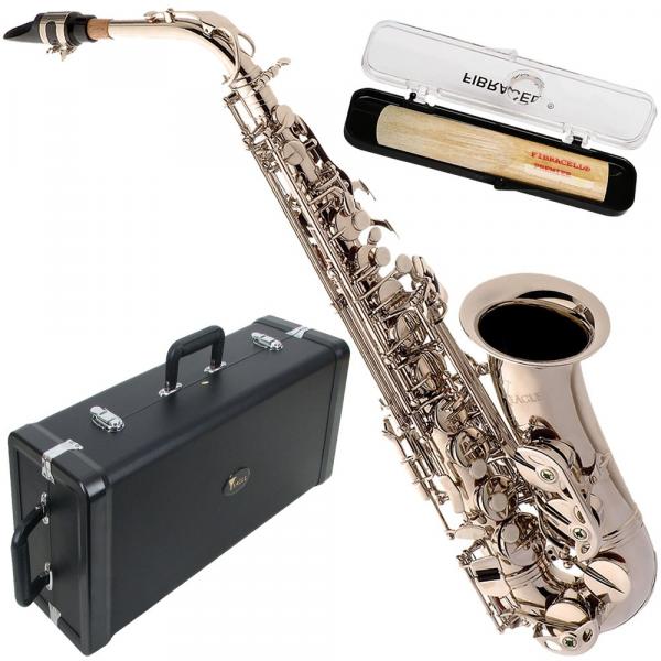 Kit Saxofone Alto Mid Niquelado Sa500n Eagle C/ Palheta Case