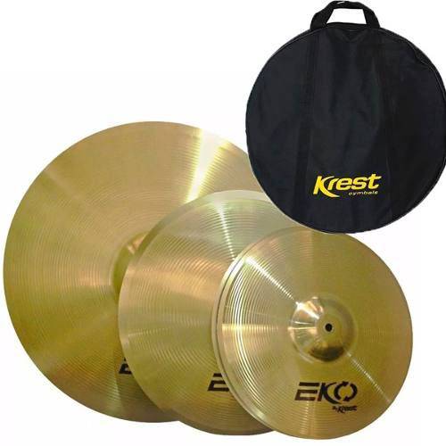 Kit Set Pratos Bateria Ecolset1 Eko 14 16 20 Krest Brass Bag