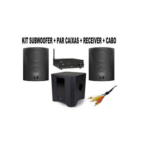 Kit Subwoofer Rd Sw8 100w + Par Caixa Acústica Ps4 + Receiver Rd 80 + Cabo Rca - Frahm