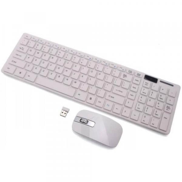 Kit Teclado + Mouse Sem Fio USB BK-S1000 Branco - Exbom