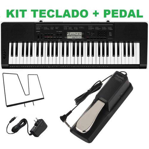 Kit Teclado Musical Ctk-3200 Casio + Fonte + Pedal Sustain