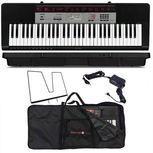 Kit Teclado Musical Ctk-1500 Casio 61 Teclas + Bag para Transporte + Porta Partitura + Fonte