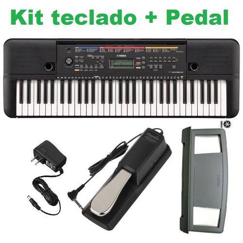 Kit Teclado Musical Psr 263 Yamaha + Fonte + Pedal Sustain + Suporte Partitura