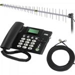 Kit Telefone Celular Fixo Proks-50100 Antena Pqag-4015 Cabo 12mm Proks-5040 Preto Proeletronic