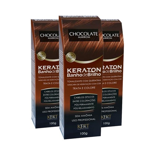 Kit 3 Tonalizante Banho de Brilho Keraton Chocolate