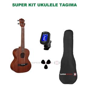 Kit Ukulele Tagima 27K Tenor Natural Fosco Acústico - Série Havaí - Cordas Nylon + Afinador Harmonics TH-101 + Capa + Palhetas