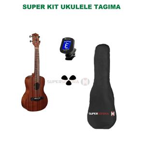 Kit Ukulele Tagima 23K Concert Natural Fosco Acústico - Série Havaí - Cordas Nylon + Afinador Harmonics TH-101 + Capa + Palhetas