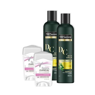 Kit 2UN Desodorante Creme Rexona Clinical Women 48g + 2UN Shampoo Tresseme Detox Capilar 400ml