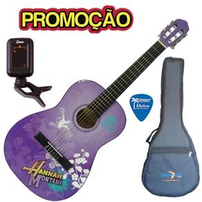 Kit Violão Infantil Nylon 3/4 Core Purple Hannah Montana Cg3611 + Afinador + Capa Acolchoada + Palheta