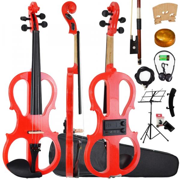 Kit Violino Elétrico 4/4 Vermelho Sverve Ronsani Completo