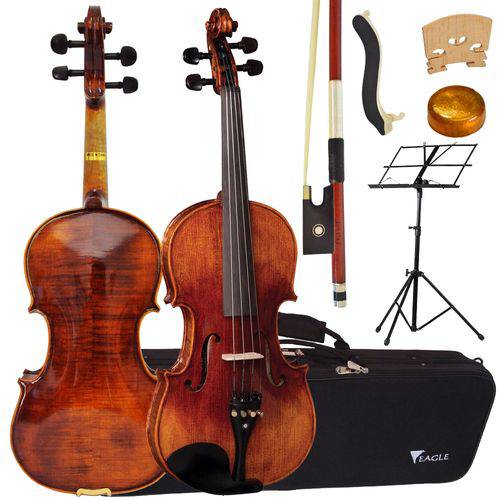 Kit Violino Profissional Envelhecido 4/4 Vk644 Eagle Completo