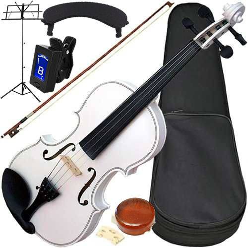 Kit Violino Sverve 20001 Ronsani 4/4 Branco Completo + Afinador + Estante Partitura + Espaleira