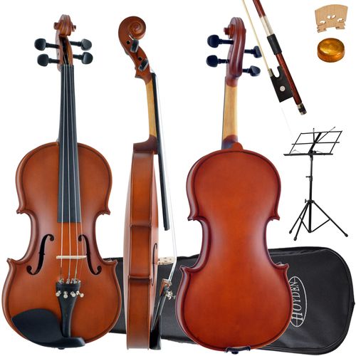 Kit Violino Tradicional 4/4 Vhe-44n Natural Fosco Hoyden Estojo + Estante