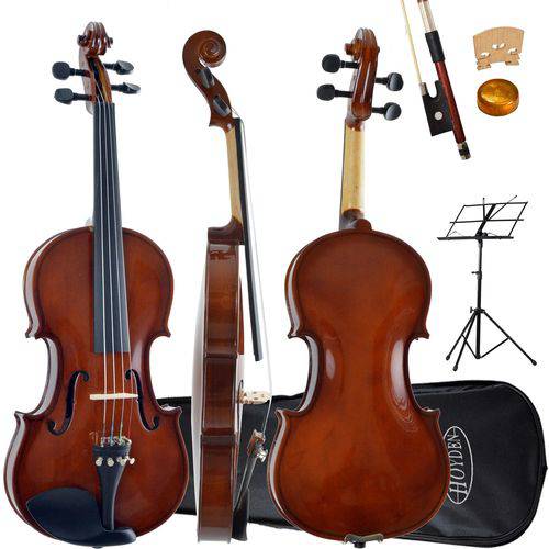 Kit Violino Tradicional 4/4 Vhe-44v Envernizado Hoyden Estojo + Estante