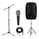 Kit Voz E Violao Caixa Ativa 15 Ksr Pro + Pedestal + Microfone ks58