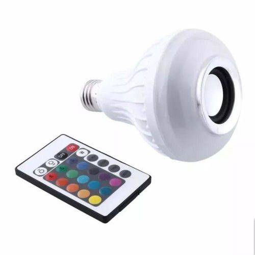 Lampada Led Rgb Bluetooth E27 Caixa de Som com Controle Remoto